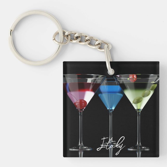 Porte-clefs Différents cocktails dans des lunettes à martini n (Devant)