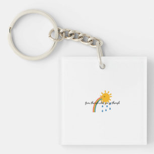 Porte-clefs Digital Illustration of Smiling Sun with Rainbow