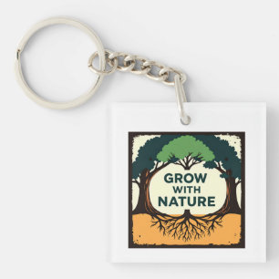 Porte-clefs Digital Illustration of Stylized Tree with Roots a