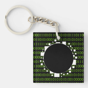 Porte-clefs Digital Portal Binary Code Blanc Vert 1s 0s Abyss