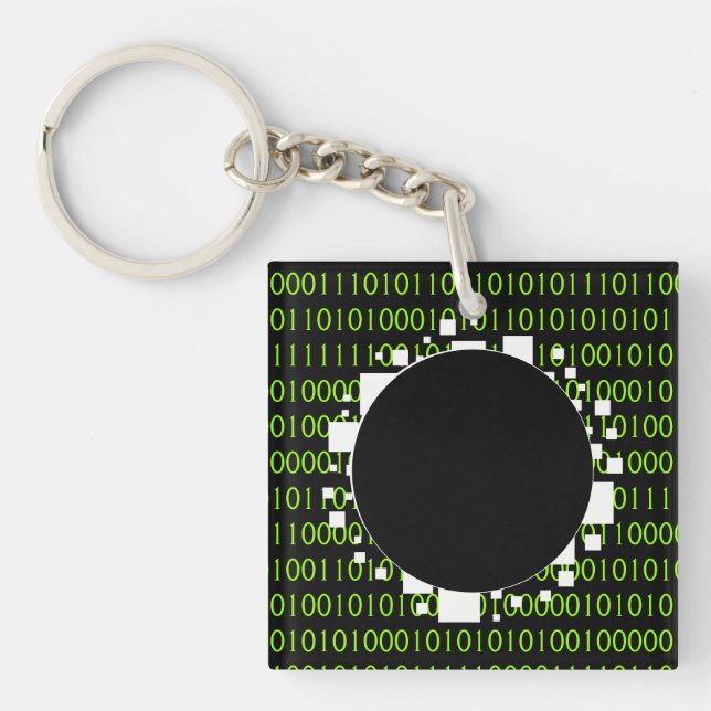 Porte-clefs Digital Portal Binary Code Blanc Vert 1s 0s Abyss (Devant)