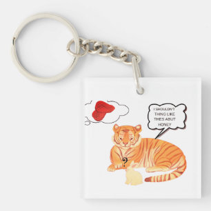 Porte-clefs Dilemma Tigre et Lapin Drôle - Belle Comique Anima