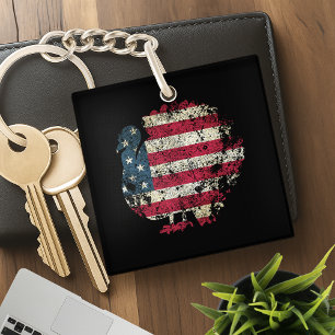 Porte-clefs Dinde de Thanksgiving avec drapeau américain