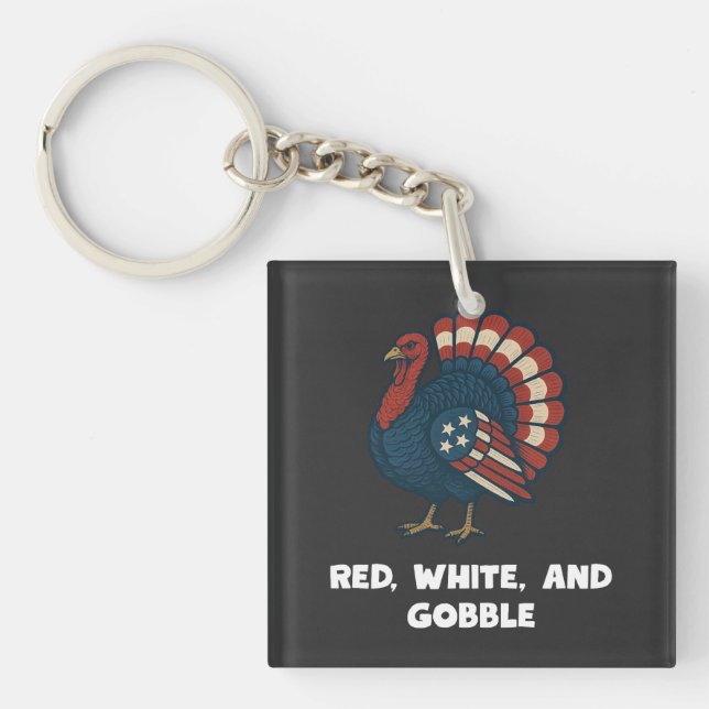 Porte-clefs Dinde patriotique | Rouge, Blanc et Glousse Americ (Devant)