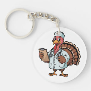 Porte-clefs Dindon sur un infirmière en tenue de travail Thank