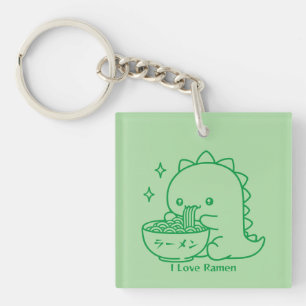 Porte-clefs Dinosaure Manger Ramen nouilles Personnalisées Kaw