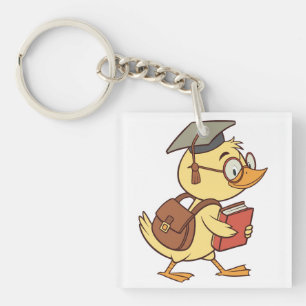 Porte-clefs Diplôme d'étudiant en canard à dessin intelligent