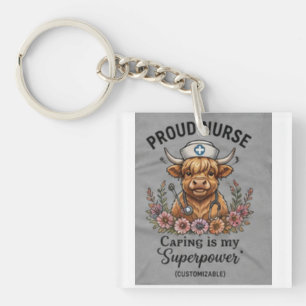 Porte-clefs Diplômée infirmière fière personnalisée Vache High
