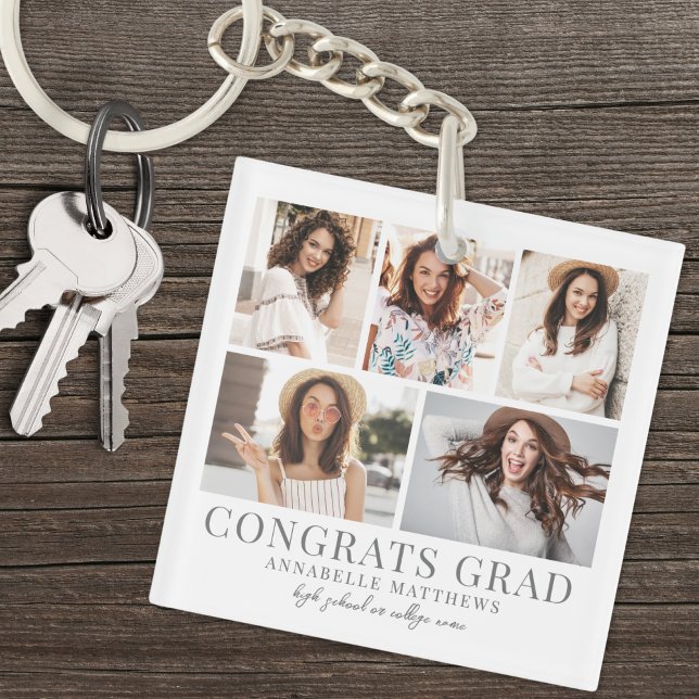 Porte-clefs Diplômée Photo Collage Graduation (Graduate Photo Collage Graduation Keychain)