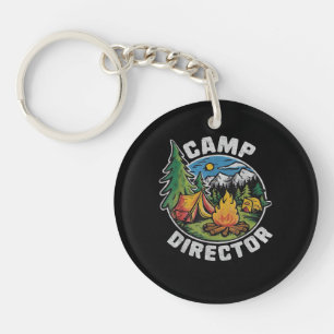 Porte-clefs Directeur de camp rétro Camping Camp d'été Drôle d