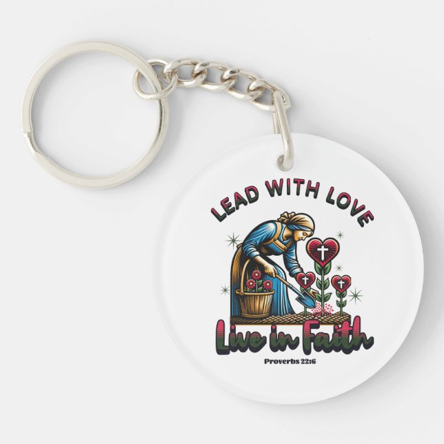 Porte-clefs Diriger avec l'amour, vivre dans la foi - Proverbe (Devant)