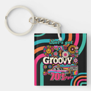 Porte-clefs Disco Rétro Anniversaire Boogie Groovy Personnalis
