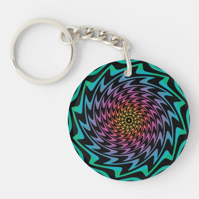 Porte-clefs DISQUE HYPNOTIQUE Mesmerizing Neon Cool Zig Zag Sp (Devant)