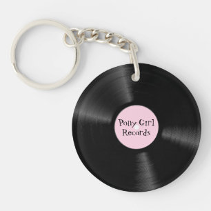 Porte-clefs Disque Label Rose