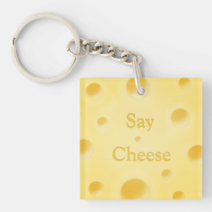 Porte-clefs "Dites Fromage" Tranche de Fromage Jaune Mignon Pe