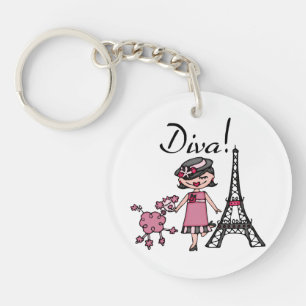 Porte-clefs Diva de cheveux noirs
