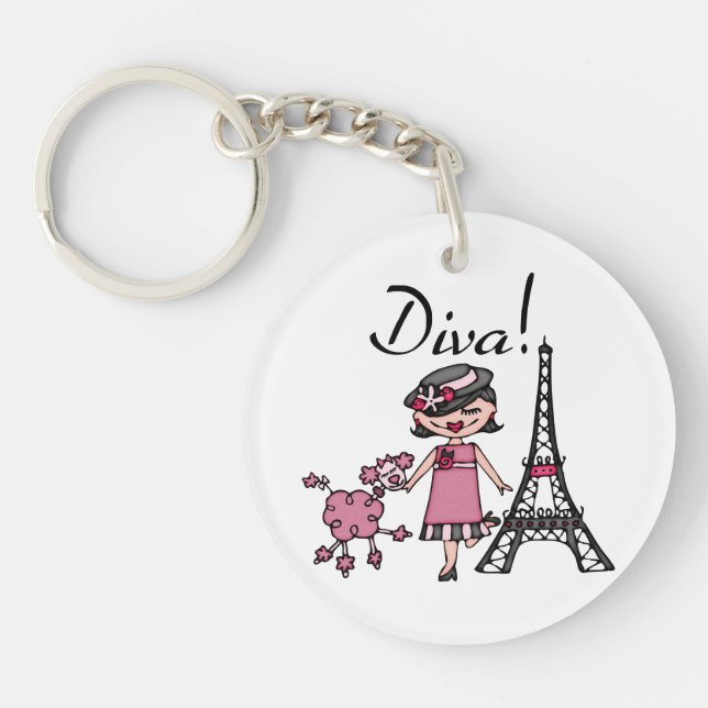 Porte-clefs Diva de cheveux noirs (Devant)