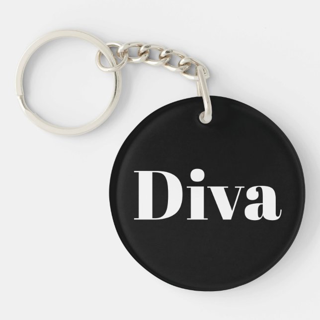 Porte-clefs Diva Opera Singa Musique Style Chic Blanc Noir (Devant)