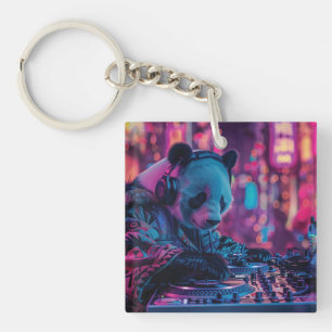 Porte-clefs DJ Panda avec écouteurs