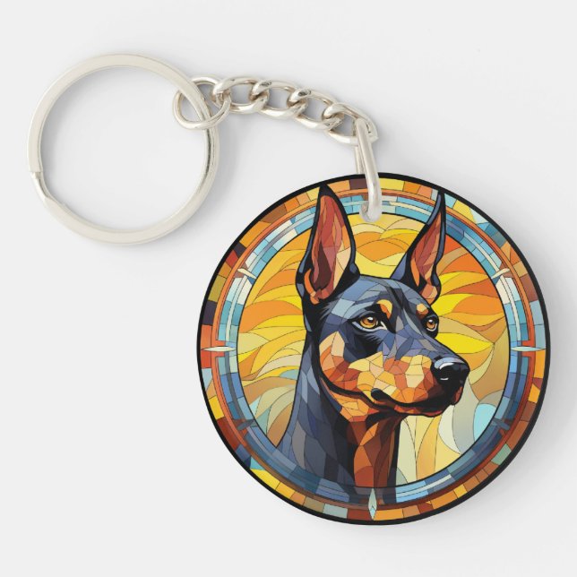 Porte-clefs Doberman Doberman Pinscher Dog en verre doux (Devant)