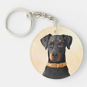 Porte-clefs Doberman Pinscher Peinture non découpée Art origin