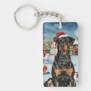 Porte-clefs Doberman Winter Wonderland Christmas Joy