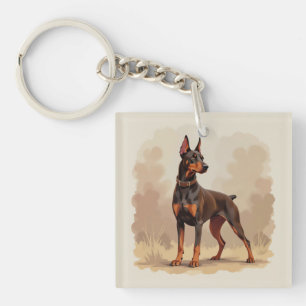 Porte-clefs Dobermann de couleur brun rouille rouge
