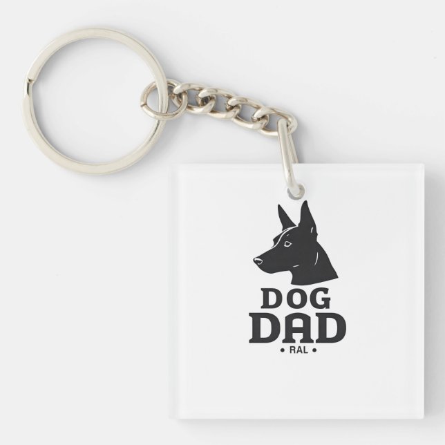 Porte-clefs Dog Dad Gifts for Him – Funny & Custom Gea (Devant)