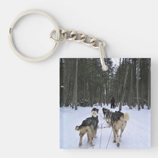 Porte-clefs Dog Sledding à Québec, Canada (Devant)