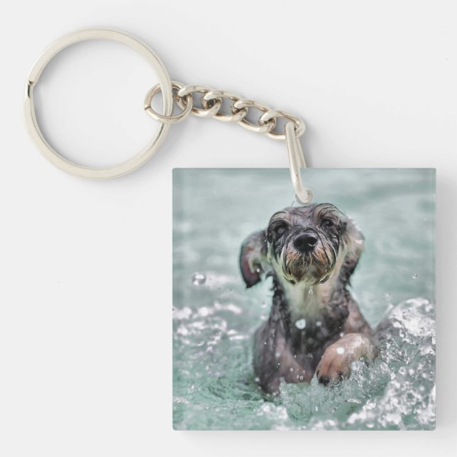 Porte-clefs Doggy Paddle mignon chien nager (Devant)