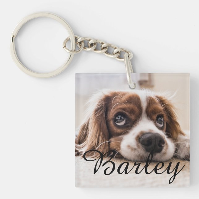Porte-clefs Dog's Simple Modern Elegant Chic Name and Photo  (Devant)
