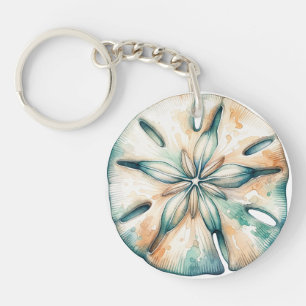 Porte-clefs Dollar de Sable Océan Éclaboussure Aquarelle Maria