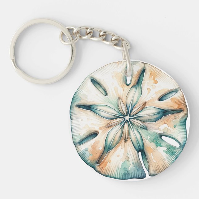 Porte-clefs Dollar de Sable Océan Éclaboussure Aquarelle Maria (Devant)