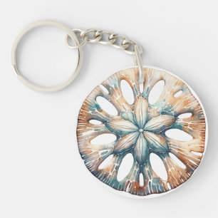 Porte-clefs Dollar de Sable Océan Éclaboussure Mer Aquarelle M