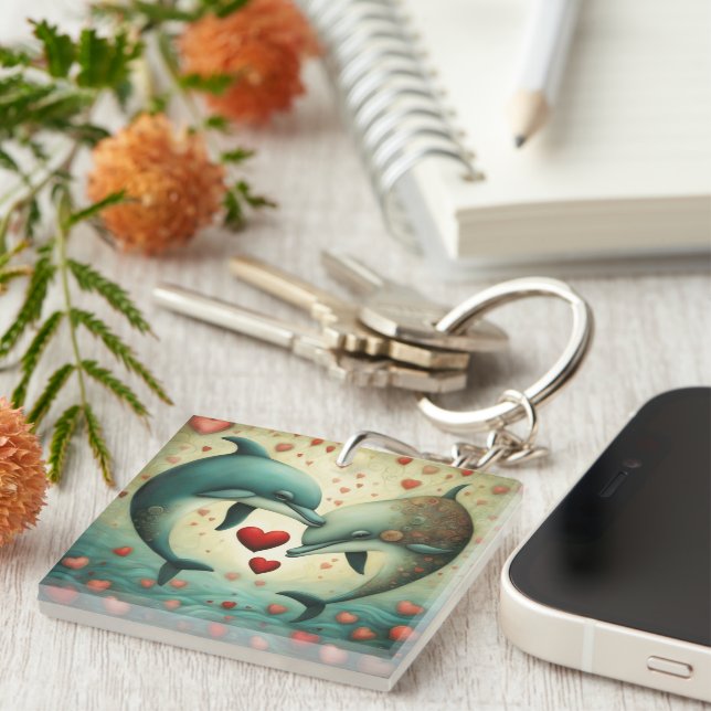 Porte-clefs Dolphin Love 2 (Devant Droit)
