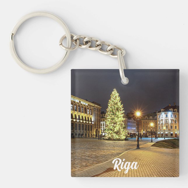 Porte-clefs Dôme Carré avec sapin de Noël à Riga (Devant)