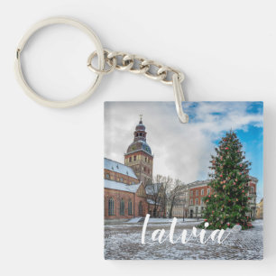 Porte-clefs Dôme carré avec sapin de Noël à Riga