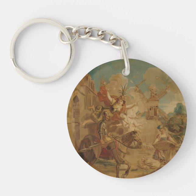 Porte-clefs Don Quixote Guided by Folly, 18th century tapestry (Devant)
