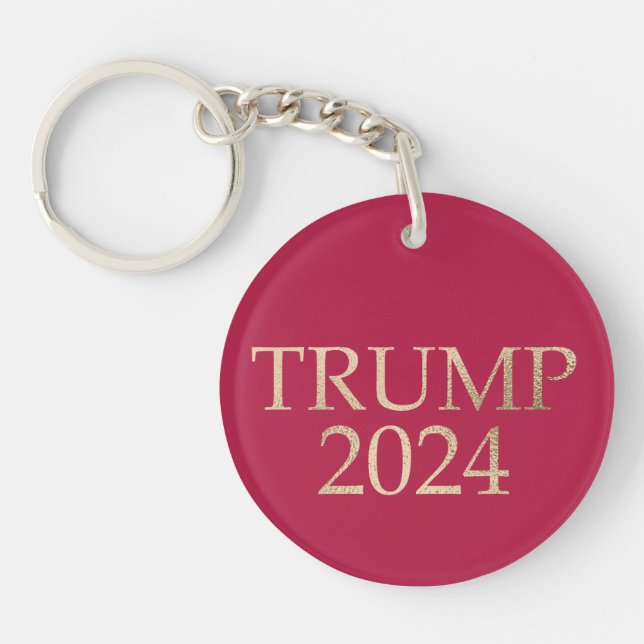 Porte-clefs Donald Trump 2024 rouge et or (Devant)