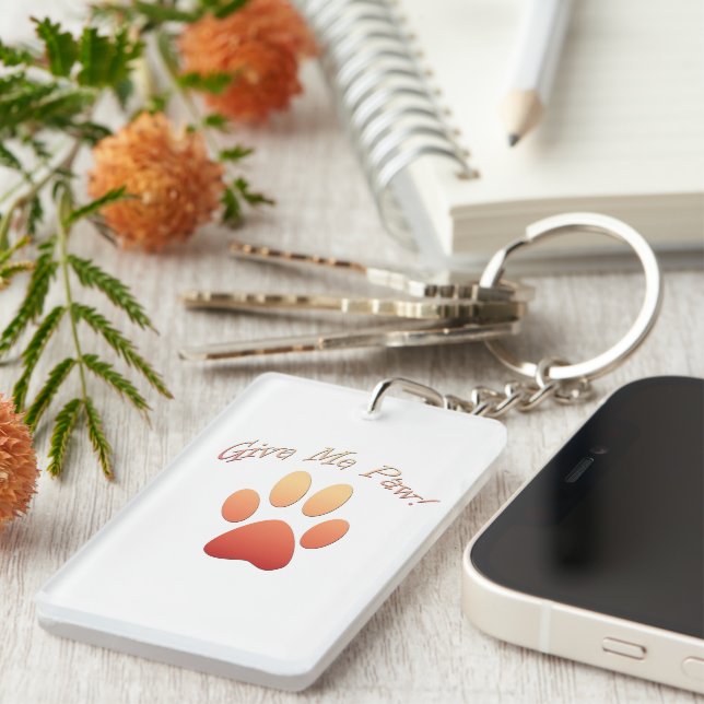 Porte-clefs Donne-moi Paw orange (Devant droit)
