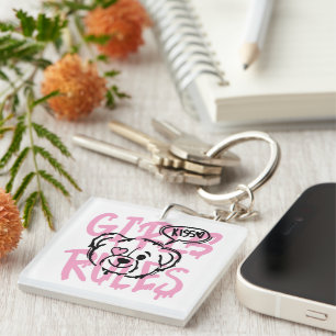 Porte-clefs Donner des moyens aux femmes : GIRLS RULES œuvre d