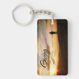 Porte-clefs "Donner me rend riche" Motivation Affirmation