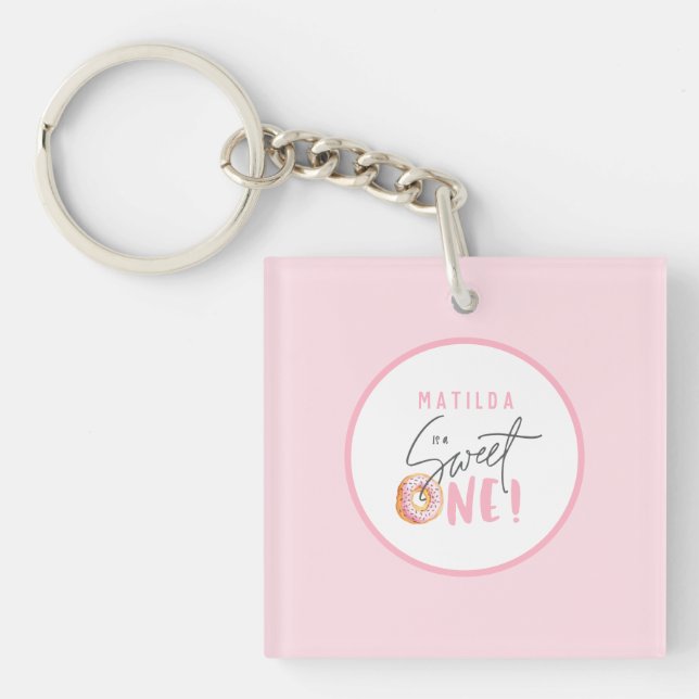 Porte-clefs Donut sucré un 1er anniversaire fête (Devant)