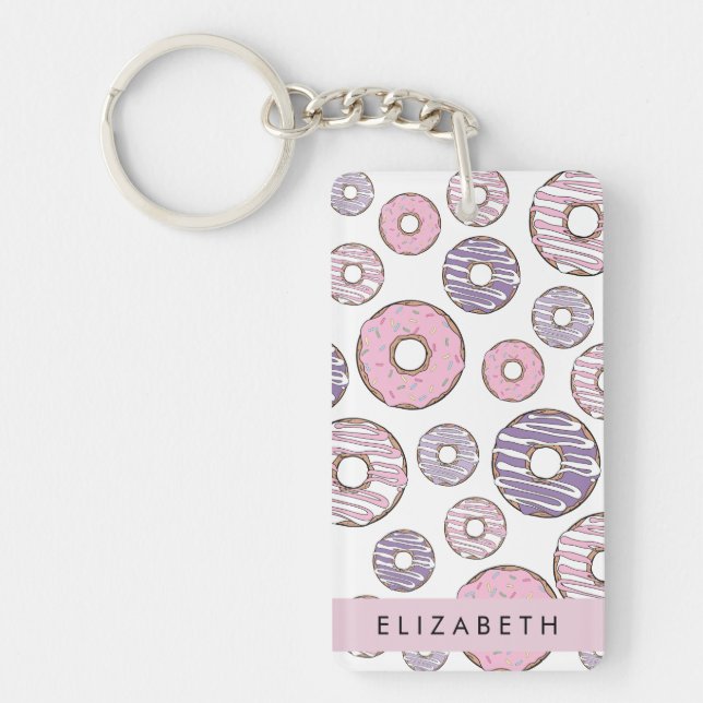 Porte-clefs Donuts Roses, Donuts Violets, Saupoudrages, Votre  (Devant)