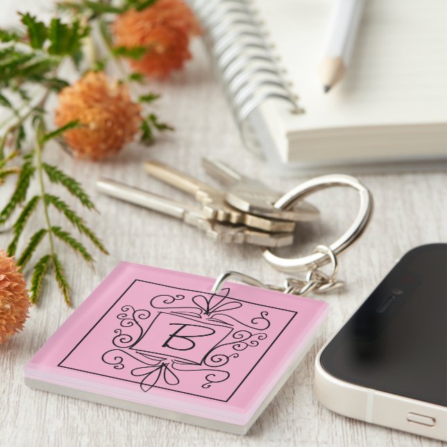 Porte-clefs Doodle keychain with custom name monogram (Devant Droit)