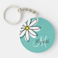 Doodle tiré marguerite rose blanche Monogramme mig
