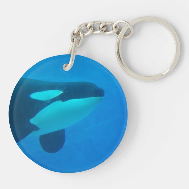Porte-clefs d'orque d'épaulard bleu sous l'eau (Dos)