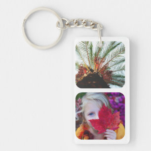 Porte-clefs Double face 4 Modèle photo arrondi blanc