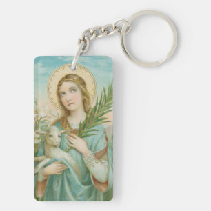 Porte-clefs Double Image Sainte Agnès de Rome (MH 01)