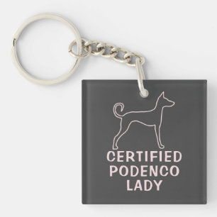 Porte-clefs Double Podenco gris rose personnalisé